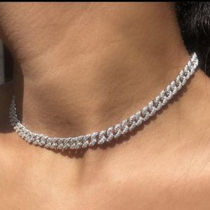 Chains Iced Out Clear Crystal Miami Curb Cuban Chain For Women Men Hip Hop Mixed Color Link Choker Rapper Jewelry GiftsChains