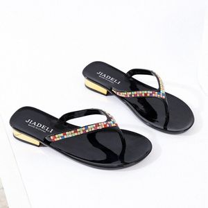 Sommer Strand Schuh Slipper Mode Frauen Hausschuhe Flip-Flops mit Strass Frauen Sandalen Freizeitschuhe L40v #