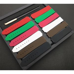 Red Black White Brown Green Watchband for Hublot strap female women rubber silicone watch band 15x21mm on butterfly tools 220622
