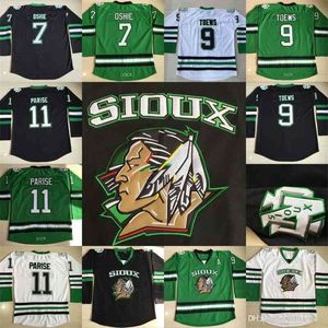 Ceothr North Dakota Sioux Hokey Formaları Dövüş 9 Jonathan Toews #7 TJ Oshie #11 Zach Parise Dövüş Sioux Dakota College Hokey Forması