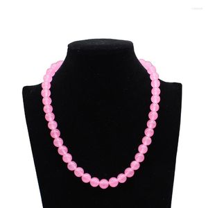 Gargantilha gargantilha 8mm 10mm 10 mm simples rosa rosa quartzo azul opala lun stone string colar miscel women declaração jóias feminochokers colar