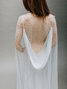 Nakrycia głowy G17 Wamd Wedding Chall Pearls Bolero Kurtka nowożeńca z koralikami Top Bride Cape Veil Syntetyczne osłony skóry