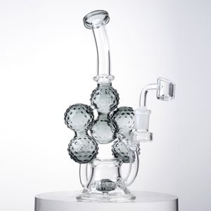 Unique 6 Ball Recycler Showerhead Perc Hookahs Black Green Blue Available 4mm Thick Glass 14mm Female Joint With Banger Oil Glass Water Pipe Dab Rigs XL-2241