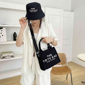 2 PCs/set Canvas Brand Designer Tote Bag Bag feminino Bag de Moda Moda de ombro único Mensageiro Handbag Hat 220511