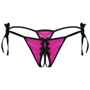 Erkekler G-Strings Erkek Sissy Crotchless Eşcinsel iç çamaşırı seksi iç çamaşırı külotları Panties Nightwear Düşük Bel Dantel Up Thangs T-Back Açık Buunderpants