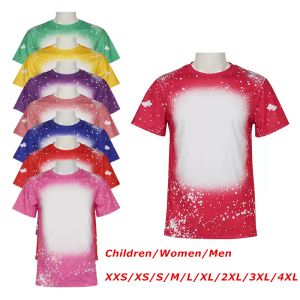 Wholesale Sublimation Bleached T shirts Blank Heat Transfer Cotton Feel Clothing DIY Parent-child Clothes S M L XL XXL XXXL XXXXL