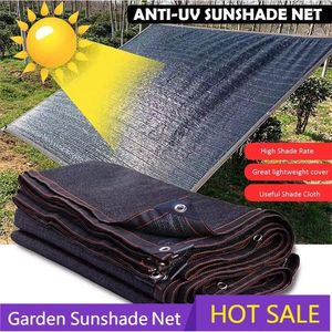 8pin 80% Shading Outdoor Garden Sunshade Net UV Protection Black Sun Shade Nets Sun Sails Succulents Plant Car Cover Sun Shelter 220606