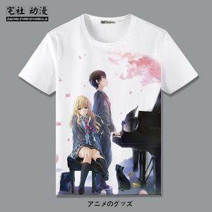 Camisetas para hombres abril es su mentira gong sheng chun yuan xun 2d mundo anime ropa camiseta de manga corta que rodea la camiseta de la ropa