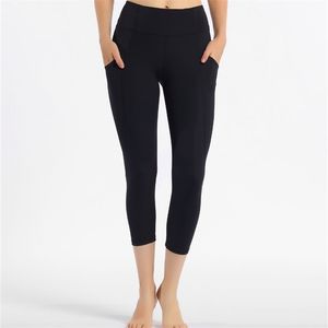 Women Sports Pant With pocktes Leggings Stretch Fabric capris Fitness leggings 210820