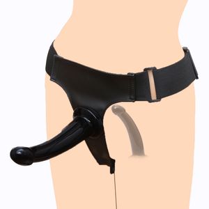 Dubbel rem på dildo med Suction Cup Strapon Ultra Elastic Harness Belt Sexiga leksaker för kvinna Par enorma rumpa plugg anal