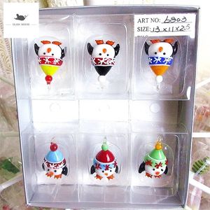 6pcs Handmade murano glass Christmas Figurines ornaments Christmas Tree Decor Pendant accessories Charms New Year gifts 201006