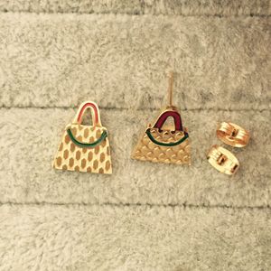 20 Designer hohe Qualität 316L Edelstahl Hip Hop Mini Bag Ohrohrung 18K Gold Rosenohrringe für Frauen Party Hochzeitsrefer
