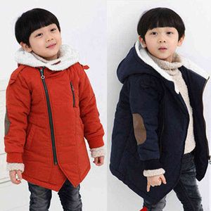 2022 New Winter Warm Boys Coat Cotton Thick Plus Velvet Hooded Outerwear For Boy Jackets Kids Christmas Birthday Gift Clothing J220718