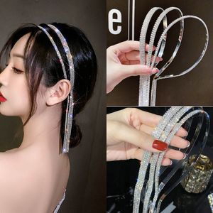Lyxiga kristallhårband för kvinnor koreanska långa tofs bågband koreanska strass pannband bröllop flickor hårtillbehör gåvor