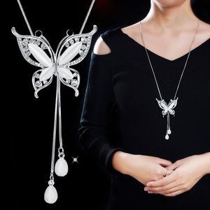 Colares pendentes Meyfflin Collier Long Chain for Women 2022 Moda Opal Butterfly Pingentent Sweater Jóias KoylePenda