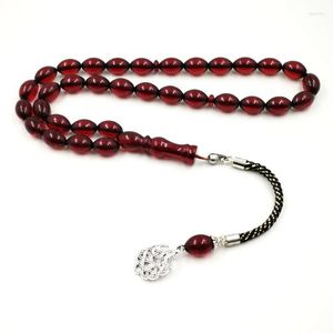 Beaded Strands Red Resin Tasbih Muslim Bracelet 33 Bead Rosary Tarbons Tassel Tespih Men's Fawn22