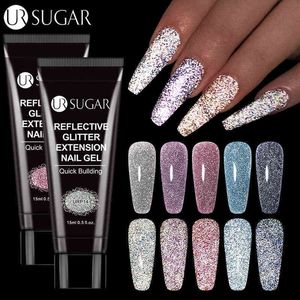 NXY Gel per unghie 15ml Estensione acrilica glitter riflettente Soak Off 3 in 1 Dark Flashy Art Quick Building Finger Extend 0328