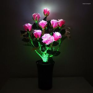 Lâmpadas noturnas Lâmpada LED Encantada Rosa Mudanças coloridas Flor na decoração da casa para meninas Natal do dia dos namorados no dia da noite