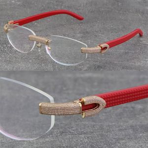 Conjunto de diamantes sem aro de luxo Metal Removível Frames Redonda Eyewear Prancha Homens ópticos Mulheres 18k Óculos de Ouro Moda de Alta Qualidade Óculos Quadro Quadro: 57