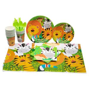 Party Decoration Forest Themed Table Seary Disponable för Zoo Birthday Baby Shower