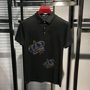 Polos Polos European Casual Slim Summer Summer Handsome Shirt Crown Drill 2022 Plus w rozmiarze męskim mani