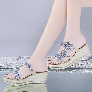 Sandali Estate Donna Décolleté Etnico 10cm Donna Zeppe di stoffa floreale Scarpe da donna Tacchi alti da festa 2022 Piattaforma spessa Tacchi femminiliSandali