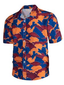Men's Polos Summer Lapel Buttoned Short Sleeve Streetwear T-shirts 2022 Casual Hawaiian Printed Shirts Tops Turn Down Slim Fit Beach Tee Top