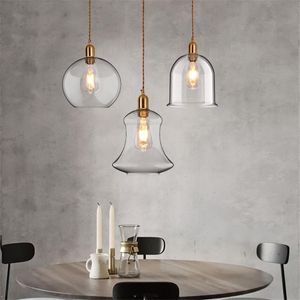 Pendant Lamps Vintage Clear Glass Lights Retro Lampshade Loft E27 110V 220V Hanging For Dinning Room KitchenPendant