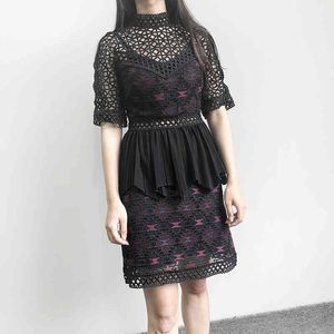 It means autumn new heavy industry lace hook flower hollow out embroidery stitching blouse for women