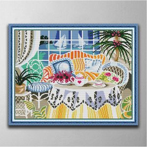 Sunshine living room DIY cross stitch Embroidery Tools Needlework sets counted print on canvas DMC 14CT 11CT cloth