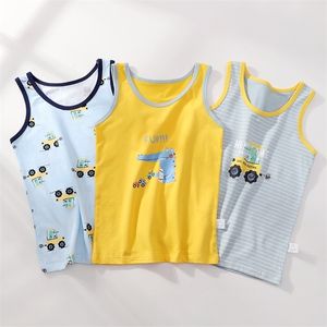 Kaliteli Karikatür Tasarım Singlet Inwarwear Teen Boy Fanilalar Pamuk Dino Pandas Tank Tops Çocuklar İçin Boyut 310T 3PCSlot 220607