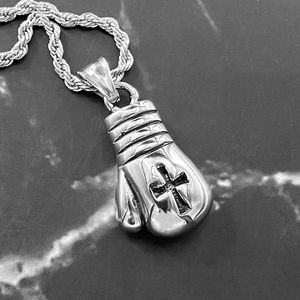 Pendant Necklaces Fist Fitness Cross Men Pendants Chain Punk For Boyfriend Male Stainless Steel Jewelry Creativity Gift WholesalePendant