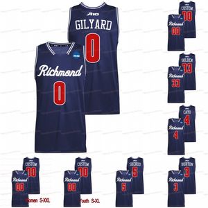 A3740 Custom Richmond Spider Basketball 2022 NCAA March Madness Jersey Nathan Cayo Jacob Gilyard Tyler Burton Grant Golden Nick Sherod