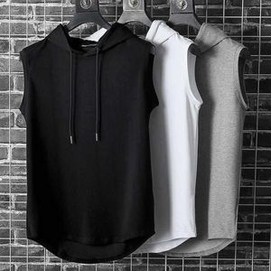 Running Jerseys 2022 Fashion Clothing Bodybuilding Muscle Guys Fitness Men Women Hooded Tank Top Vest Sportswear Sleeveless Shirt Hoodie