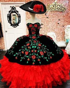 Мексиканское бальное платье Quinceanera платья 2022 элегантный тюль оборманы сладкие 16 платья вышивка Vestidos de XV Años