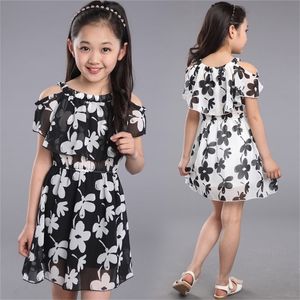 Teenager -Mädchen Kleider Sommer Kinderkleidung Kinder Blumenkleid Chiffon Prinzessin Kleider für 7 8 9 10 11 12 Jahre 220521