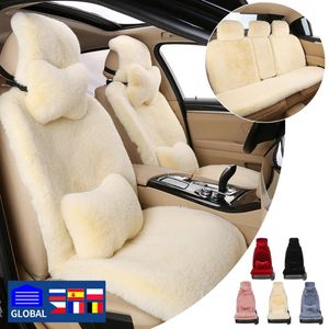 Car Seat Covers Winter Cover Sheepskin 5 Seater Plush Faux Warm Fluffy Auto Cushion