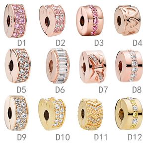 CZ Real S925 Sterling Silver Jewelry Diy Minchas se encaixam no charme Pandora ale para pulseiras de pandoras para mulheres europeias rosa ouro braceletencecklace