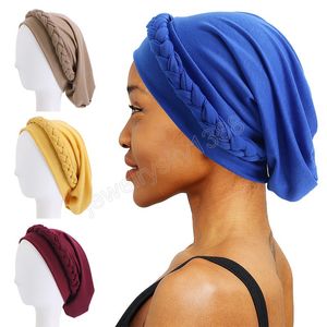 Muslim Braided Turban Hat Bohemian Stretch Headwrap For Woman Islamic Bandana Hijab Female Turban Hair Accessories Turbante Mujer