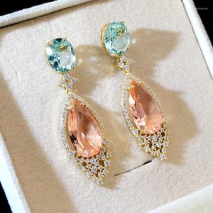 Dangle & Chandelier CINKILE Cubic Zirconia Long Earrings For Women Shining Zircon Drop Wedding Party Fashion Jewelry 3 Colors Gift