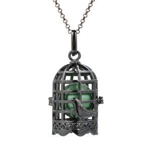Pendant Necklaces pc Aroma Birdcage Cage Locket Essential Oil Diffuser Lava Bead Charms Perfume Necklace