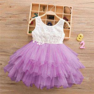 Kinder Brautjungfer Spitzenkleid Mädchen Erstkommunion Kostüm Geburtstag Abschlussball Ball Prinzessin Tutu Kleid Kinder Festzug Kostüm G220518