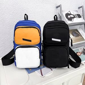 Letter Women's Backpack Color Matching Leather Bags Design Mens Backpacks Fashion Student High Sport Capacity Men Bag 784# Black Blue