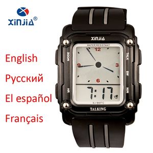 Talking Watch Sport Men Waterproof Alarm Big Screen Simple Speak Spanish Russian English French For Blind People Clock 220407