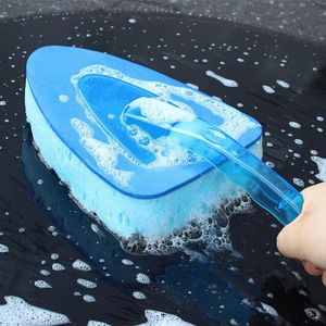 Bilsvamp triangulär borste med handtagsblå vågtvätt och torka verktyg för skönhetshaintenancecar