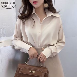 Korean Clothing Women's Tops and Blouses OL Style Loose Blouse Women Shirts POLO Collar Long Sleeve Casual Feminine 210226
