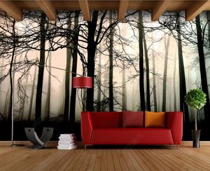 Benutzerdefinierte Wanddekoration Tapete Wandbild Retro Nostalgic Schwarz -Weiß -Wald -Fernseher Hintergrund Wand Wohnzimmer Schlafzimmer Lounge Dekaration Papel Parde 3d