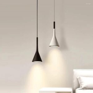 Подвесные лампы скандинавские современные светодиодные люстры домашняя столовая кухня декор спальни декор черный свет прикроватный ресторан подвес
