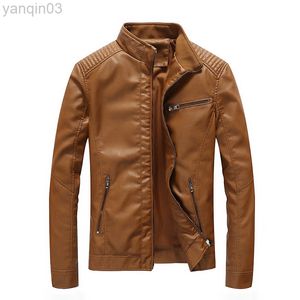 2022 Новые мужчины и осень -новая кожаная куртка Men Men Men Men Comported Thin Motorcle Leather Jacket Men L220801