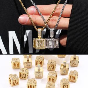 Charms Letter Cube per gioielli che fanno forniture Perline color oro Nome Braccialetto con ciondoli Collana AccessoriCharms